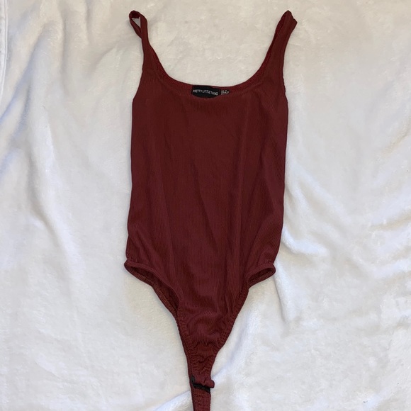 Chocolate Square Neck Rib Sleeveless Bodysuit - Picture 3 of 4